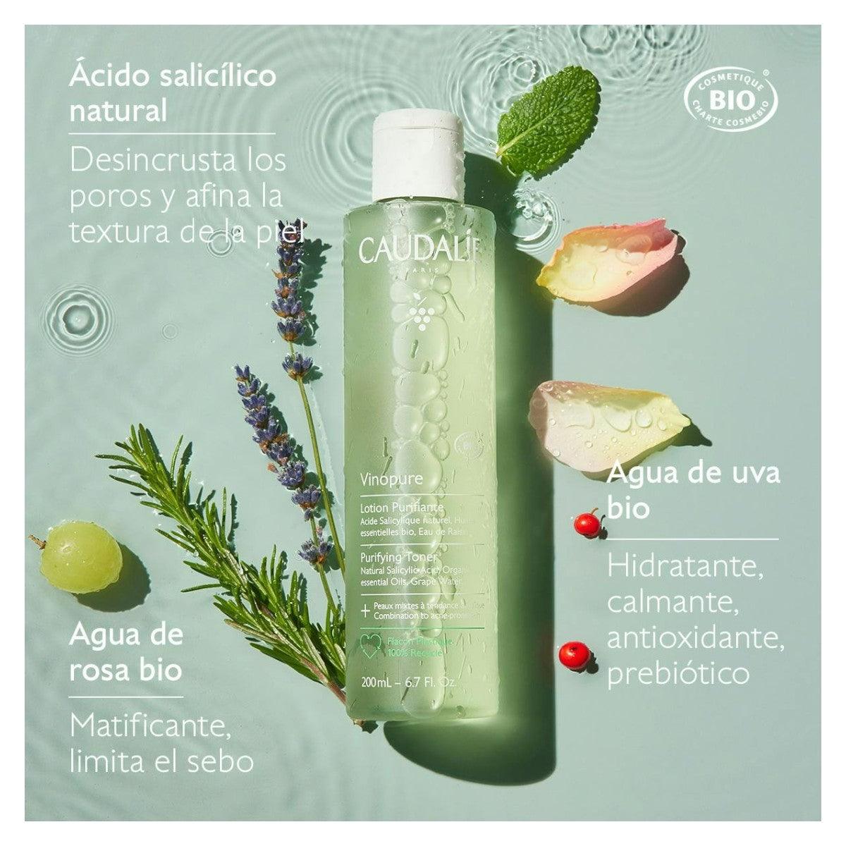 Caudalie VinoPure Tonico Purifiante Piel Grasa - Premium - El Baúl de Mamá