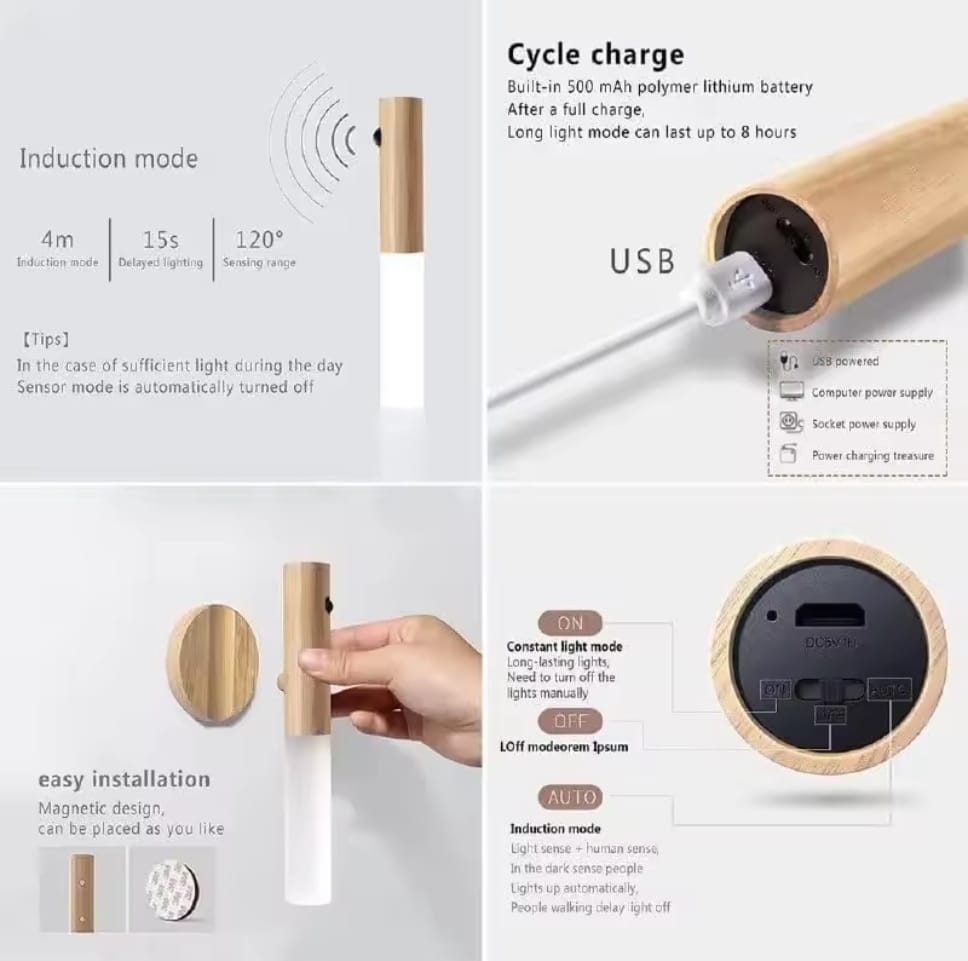 Lámpara LED Aplique Imanado Sensor de Movimiento Recargable - El Baúl de Mamá