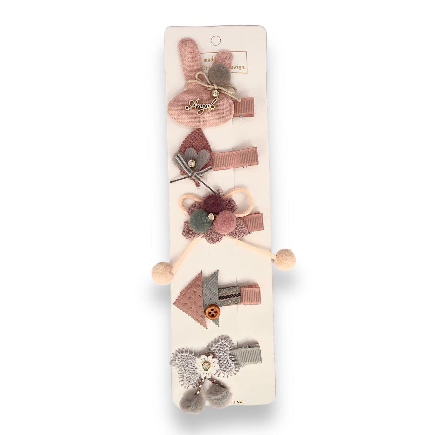 Set 5 Ganchos para niñas y bebés - Angel - El Baúl de Mamá