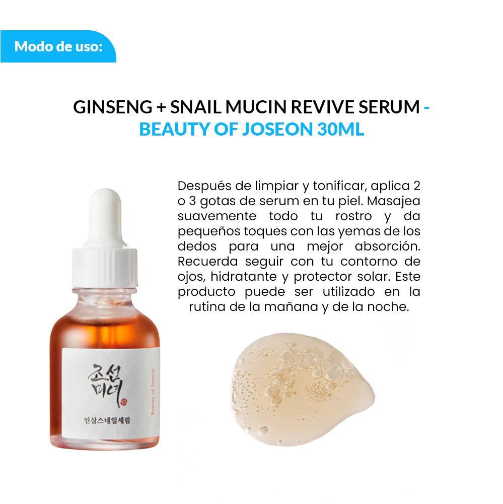 Revive Serum Ginseng Snail Mucin Revitalizante Ginseng y Mucina de Caracol 30ml - El Baúl de Mamá