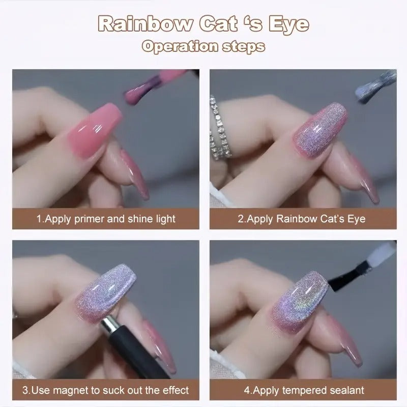 Esmalte Arco Iris Ojo de Gato: Brillo y Durabilidad Magnética - El Baúl de Mamá