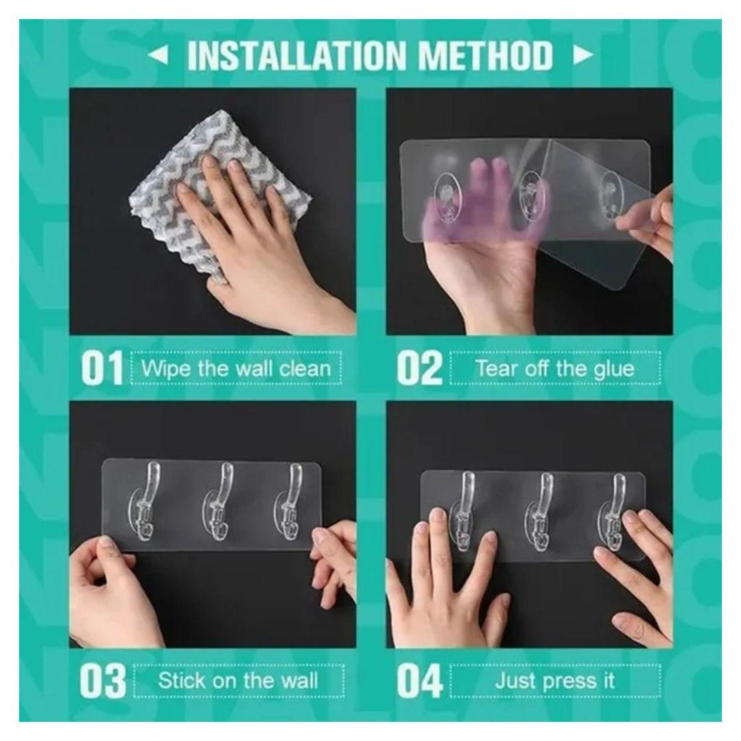 Pack de 3 Percheros Transparentes con 6 Ganchos - El Baúl de Mamá