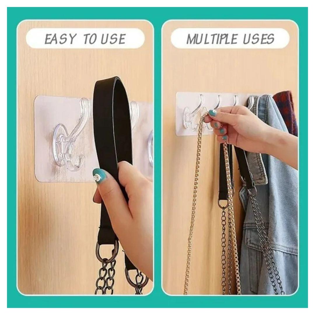 Pack de 3 Percheros Transparentes con 6 Ganchos - El Baúl de Mamá