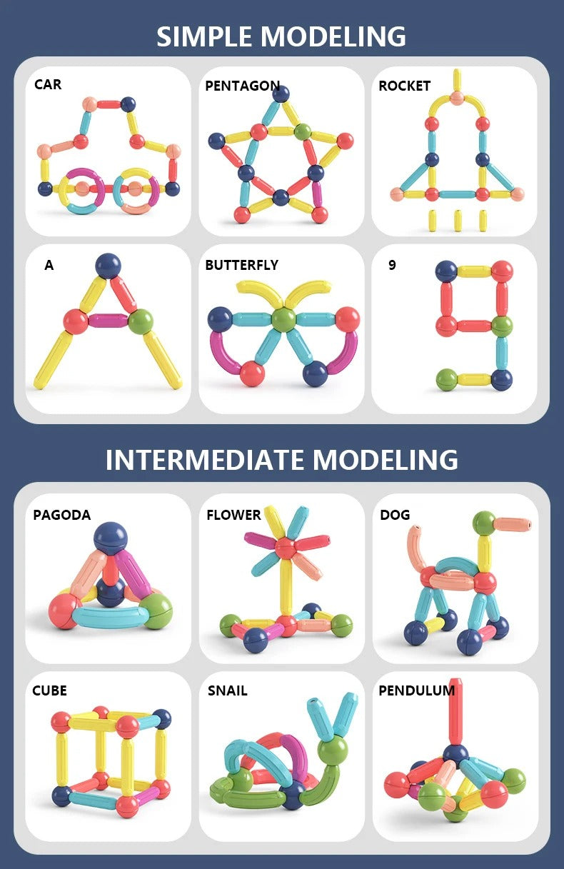 Juguete Educativo STEM 168 Bloques Magneticos - El Baúl de Mamá