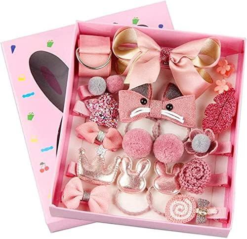 Set 18 Ganchos Para Bebé y niñas Palo Rosa Caja Corazon - El Baúl de Mamá