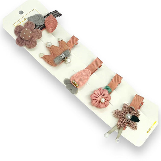 Set 5 Ganchos para niñas y bebés - Flor - El Baúl de Mamá