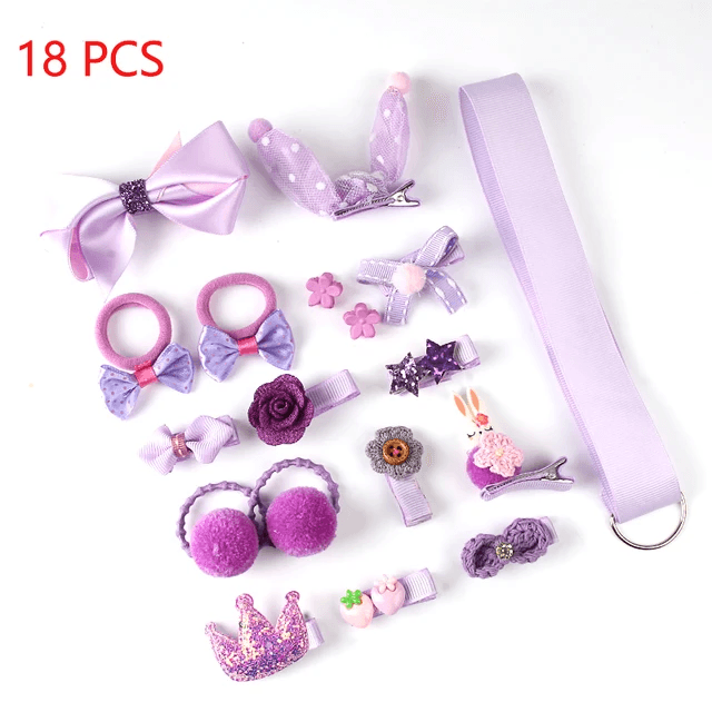 Set 18 ganchos para bebé y niñas Morado Lila Caja Corazon - El Baúl de Mamá
