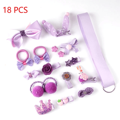 Set 18 ganchos para bebé y niñas Morado Lila Caja Corazon - El Baúl de Mamá