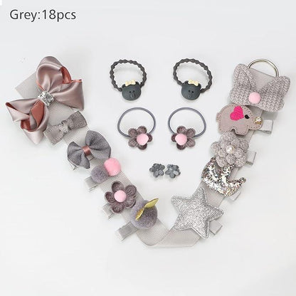 Set 18 ganchos para bebé y niñas Gris Caja Corazon - El Baúl de Mamá