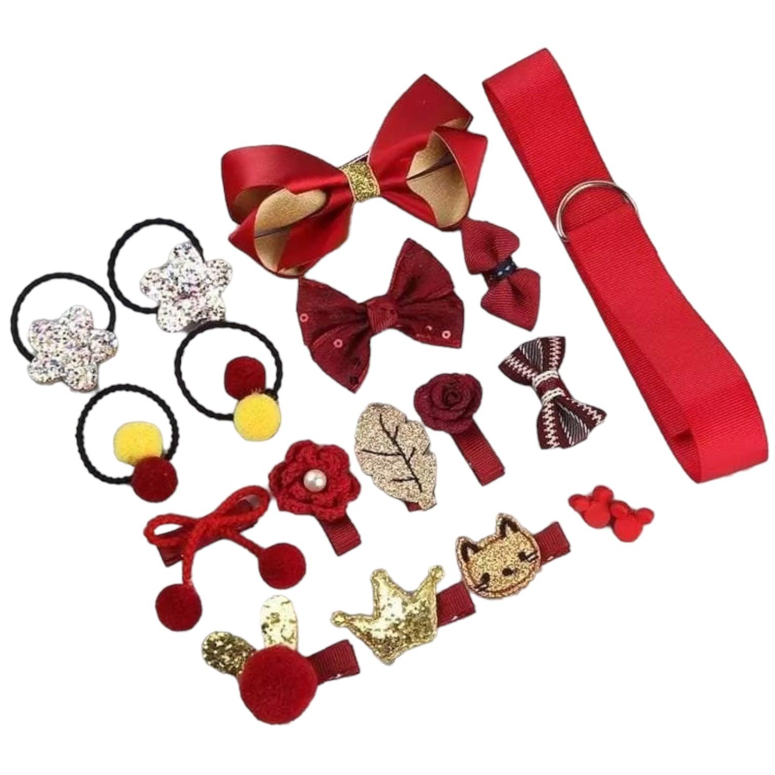 Set 18 Ganchos Para Bebé y Niñas Rojo Caja Corazon - El Baúl de Mamá