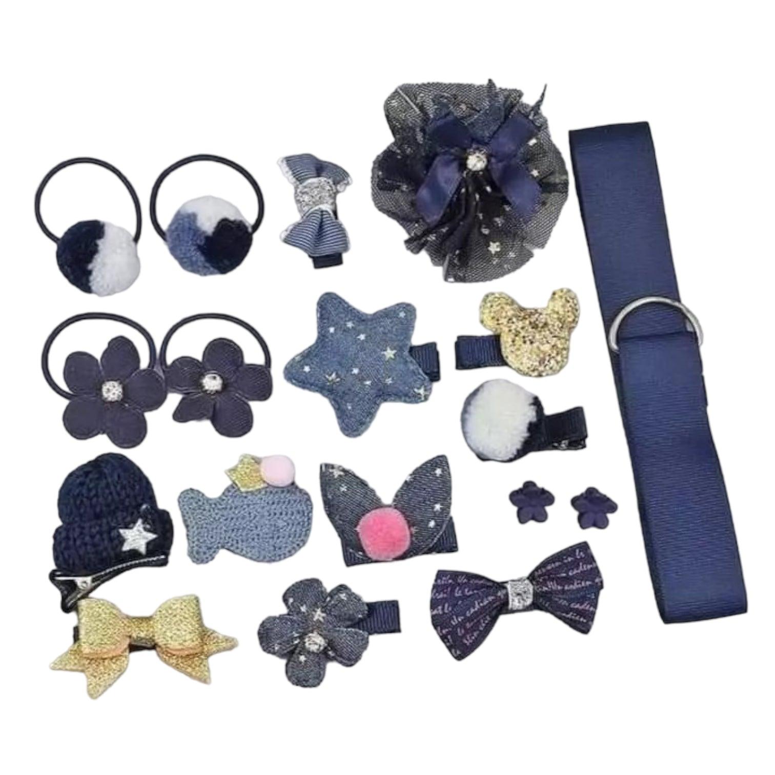Set 18 ganchos para bebé y niñas Azul Caja Corazon - El Baúl de Mamá
