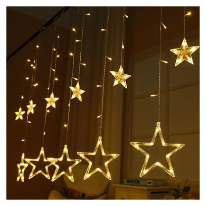Luces de Navidad en Cascada - Estrellas Luz Ambar - El Baúl de Mamá