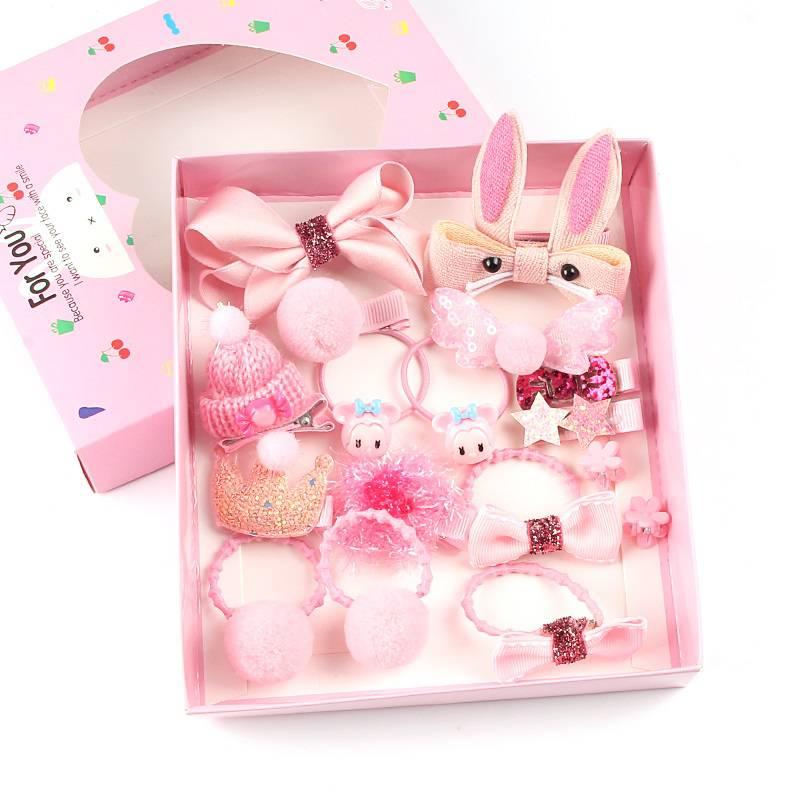 Set 18 Ganchos Para Bebé y Niñas Rosa Caja Corazon - El Baúl de Mamá