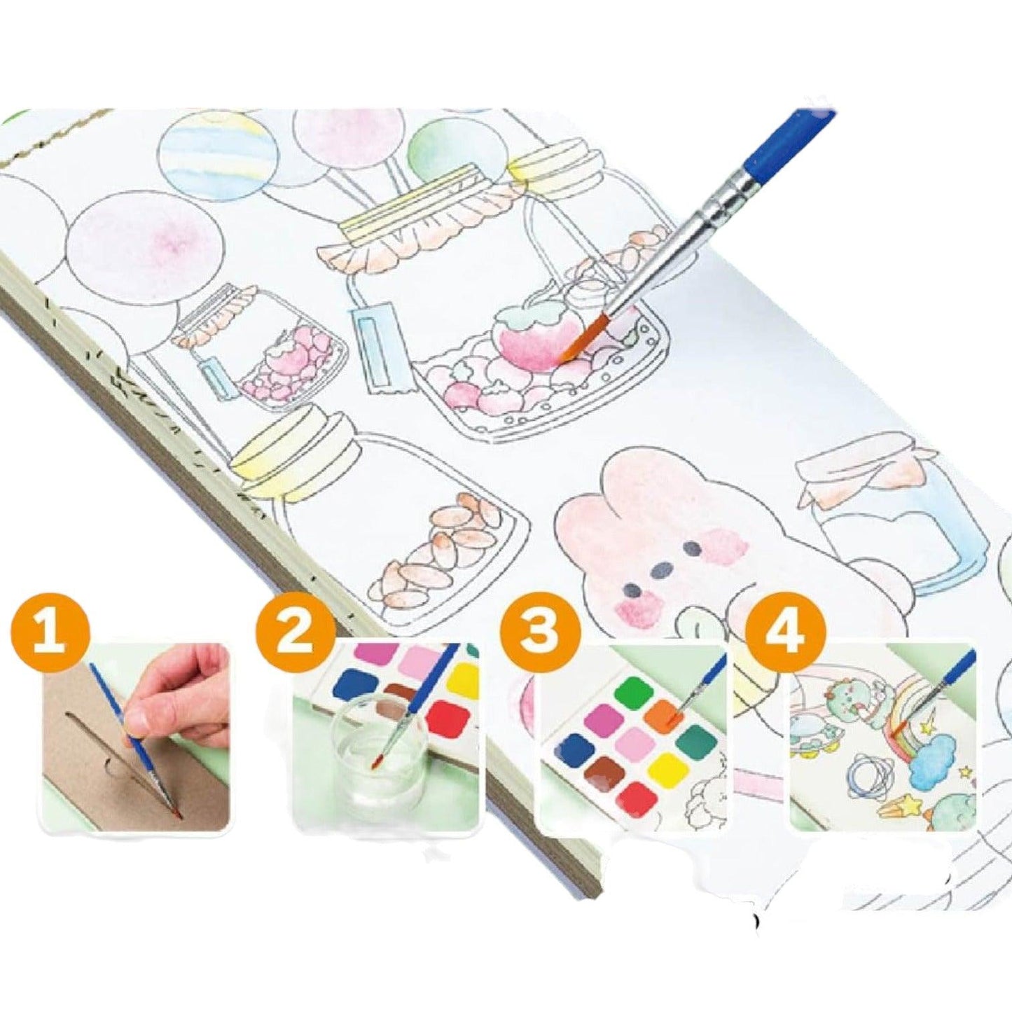 Libro para pintar incluye acuarelas y pincel - El Baúl de Mamá