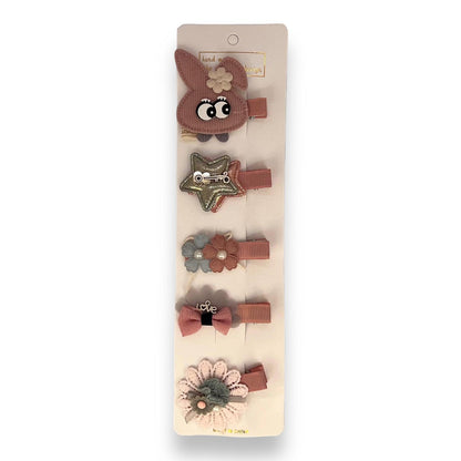 Set 5 Ganchos para niñas y bebés - Conejo - El Baúl de Mamá