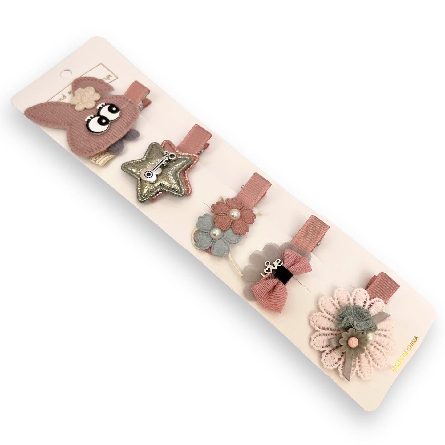 Set 5 Ganchos para niñas y bebés - Conejo - El Baúl de Mamá
