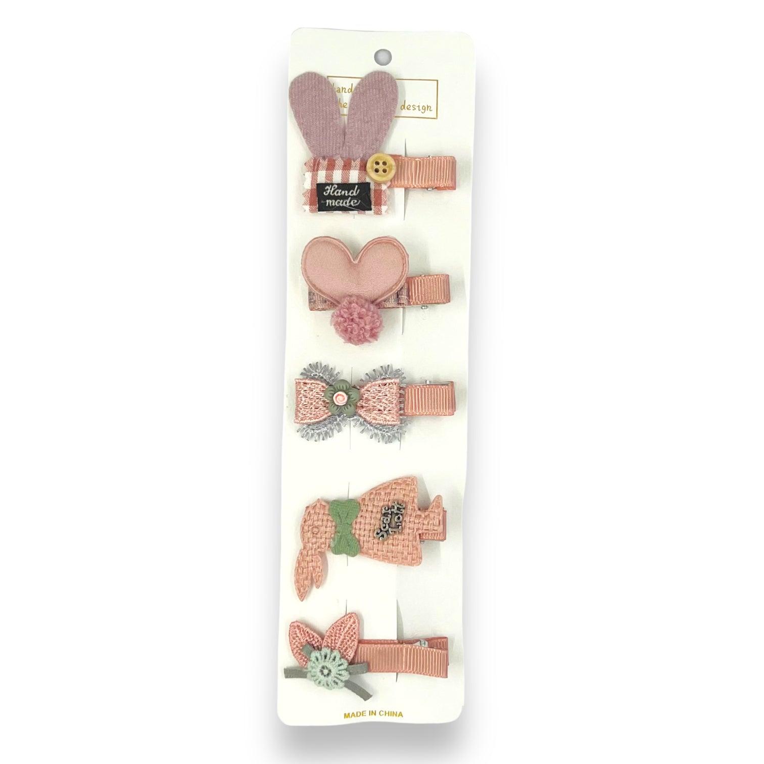 Set 5 Ganchos para niñas y bebés - Conejo - El Baúl de Mamá