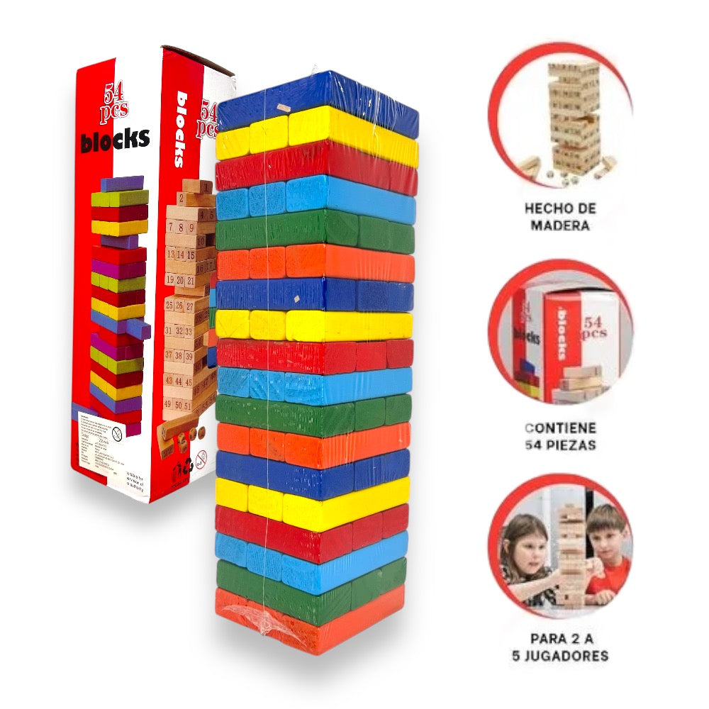 Jenga de Colores de Madera - El Baúl de Mamá
