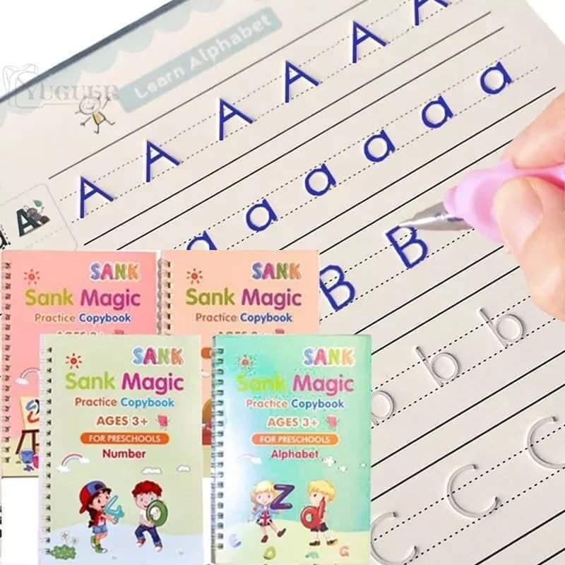 4 Cuadernos de Caligrafía Mágicos Reutilizable - El Baúl de Mamá