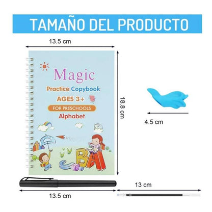 4 Cuadernos de Caligrafía Mágicos Reutilizable - El Baúl de Mamá