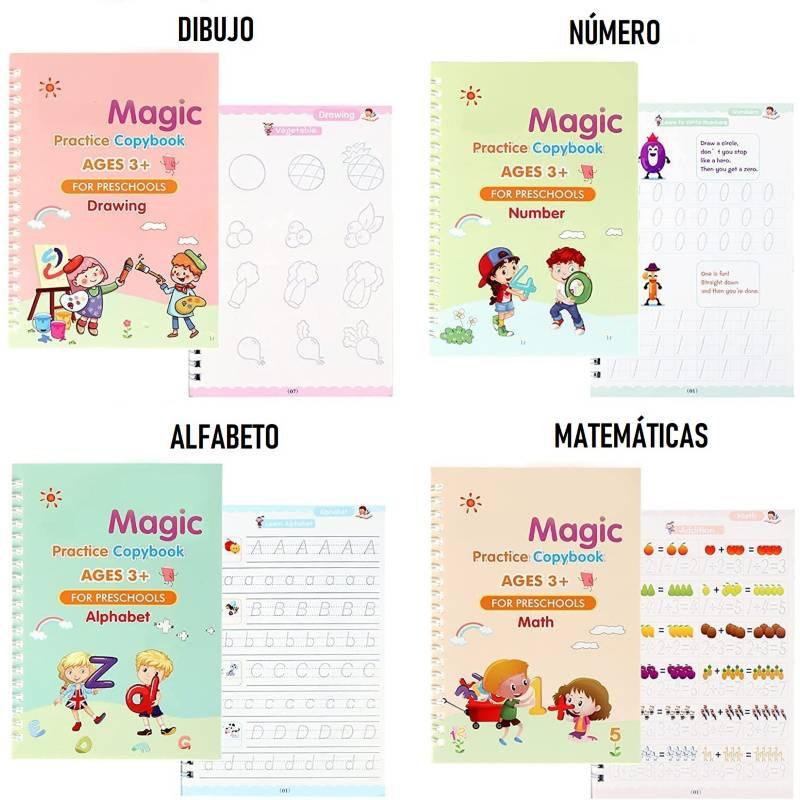 4 Cuadernos de Caligrafía Mágicos Reutilizable - El Baúl de Mamá