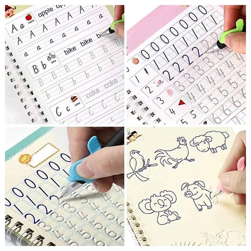 4 Cuadernos de Caligrafía Mágicos Reutilizable - El Baúl de Mamá
