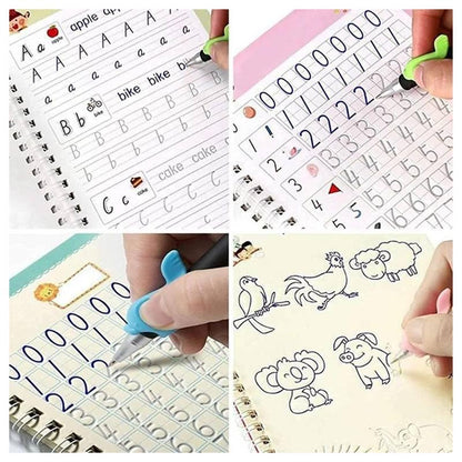 4 Cuadernos de Caligrafía Mágicos Reutilizable - El Baúl de Mamá