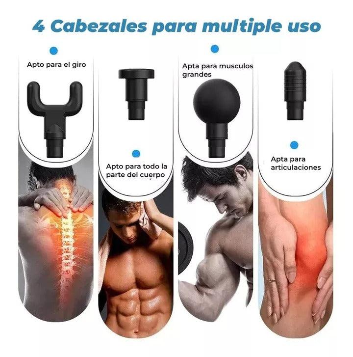 Masajeador muscular en Pistola con 4 cabezales - El Baúl de Mamá