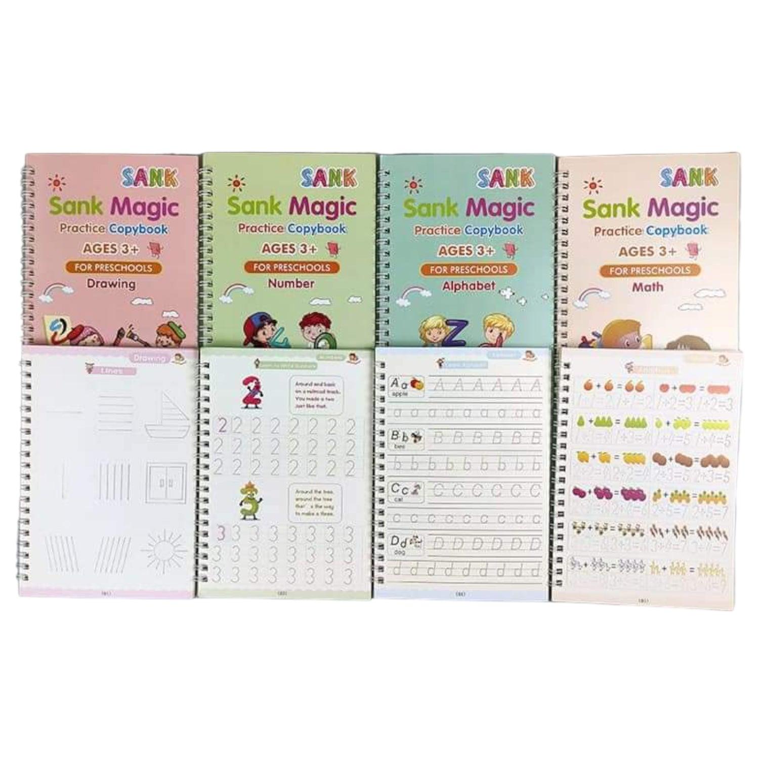 4 Cuadernos de Caligrafía Mágicos Reutilizable - El Baúl de Mamá