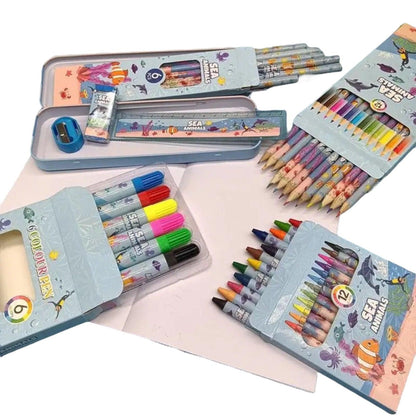 Super Set de utiles escolares - Animales Marinos - El Baúl de Mamá