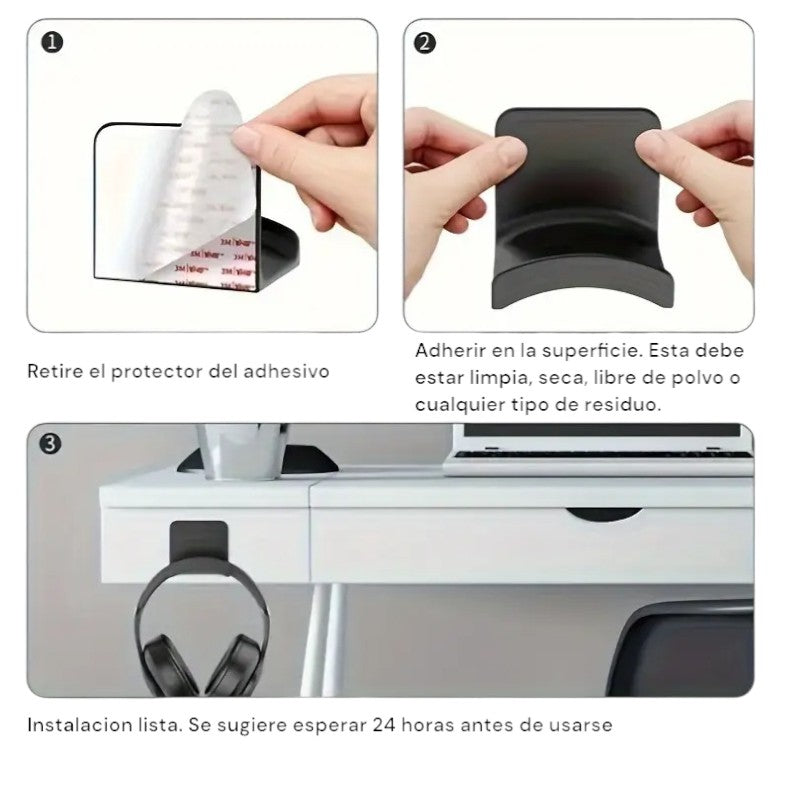 Soporte Adhesivo de Pared Blanco para Audifonos y Controles Set x 2 - El Baúl de Mamá