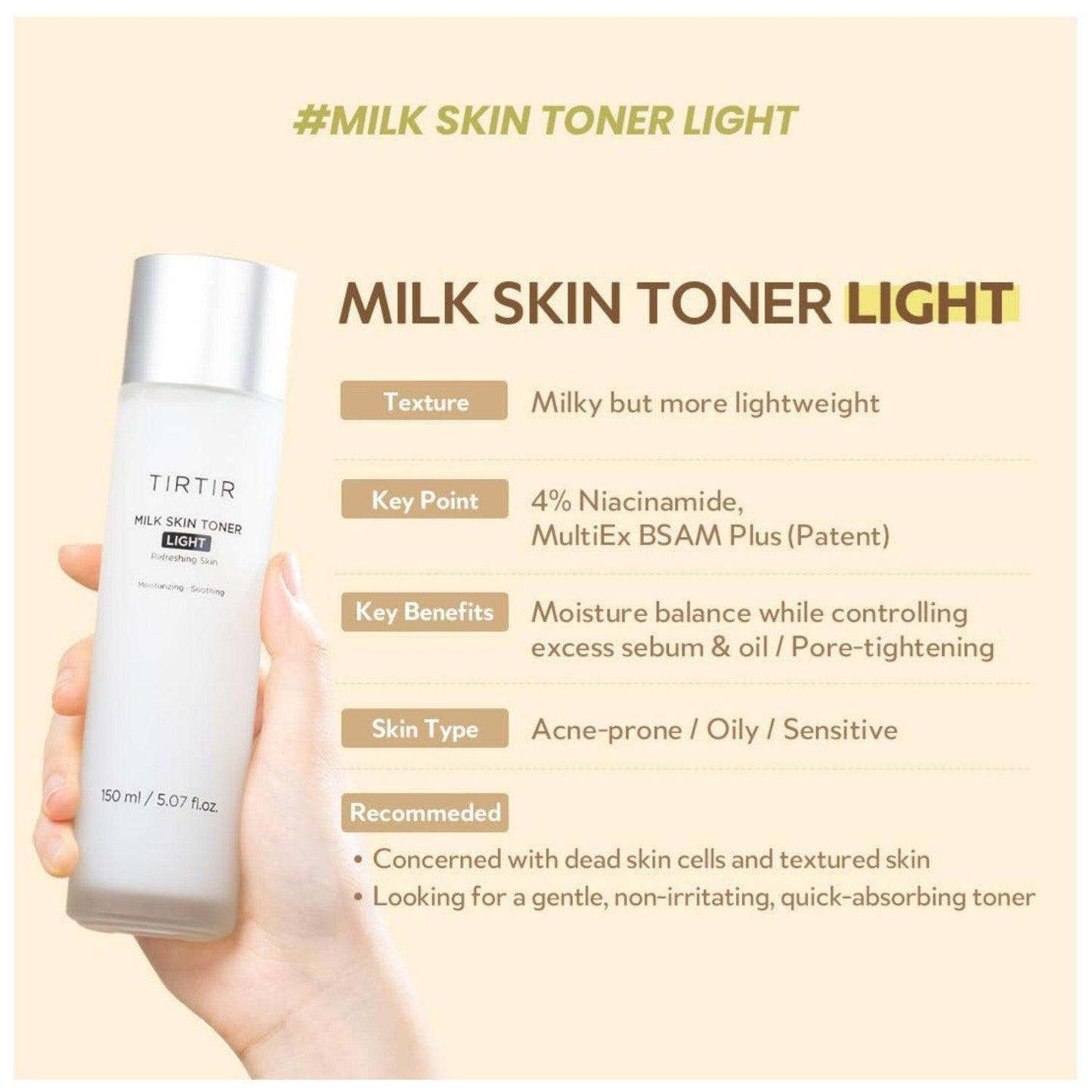 TIRTIR Tónico Milk Skin Toner Light Mini 50 ml - El Baúl de Mamá