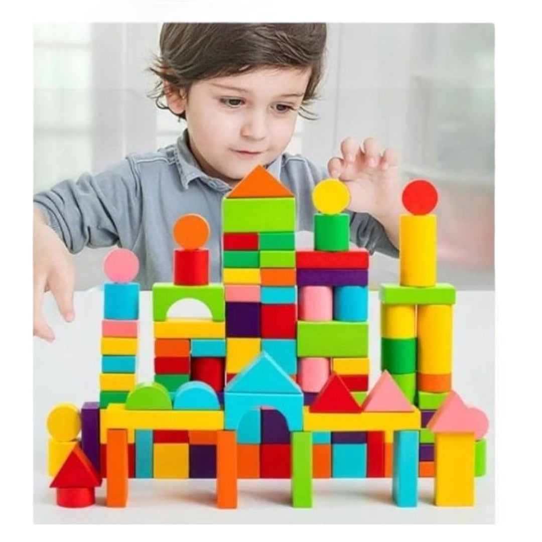 Balde Mágico de Bloques Geométricos Seguros de Madera para Niños+3 - No Tóxico - El Baúl de Mamá