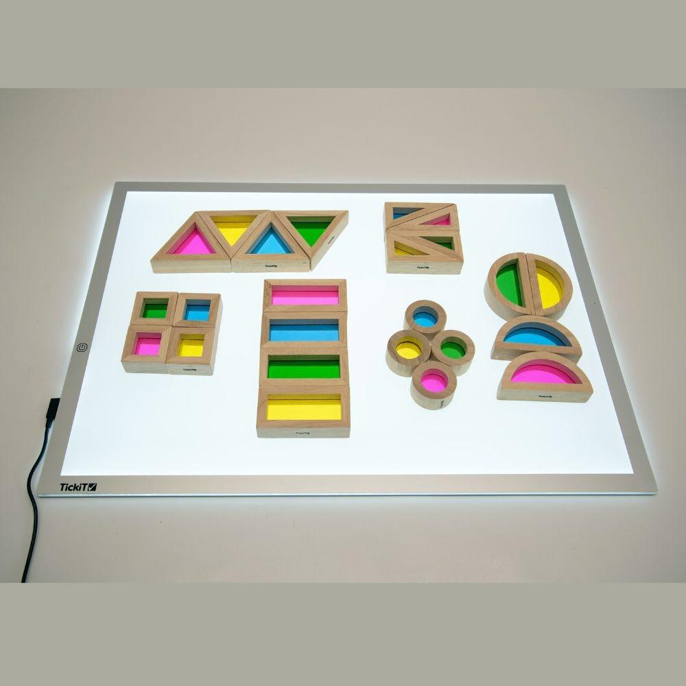 Bloques de construccion traslucidos arcoiris - El Baúl de Mamá