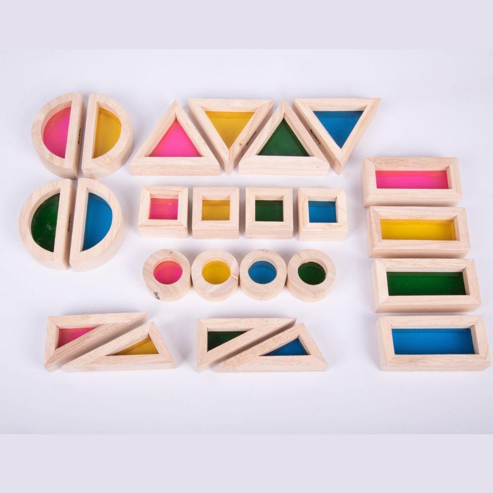 Bloques de construccion traslucidos arcoiris - El Baúl de Mamá