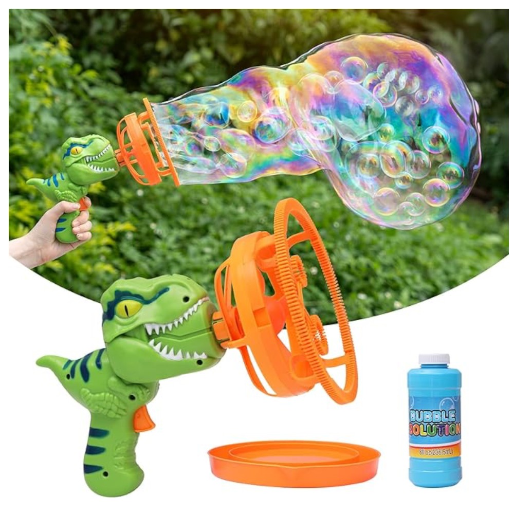 Pistola de burbujas mágica - Dinosario - El Baúl de Mamá