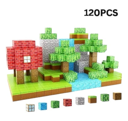 Bloques Magneticos simil Minecraft 120 Piezas 2 bloques con Luces LED - Juguete STEM