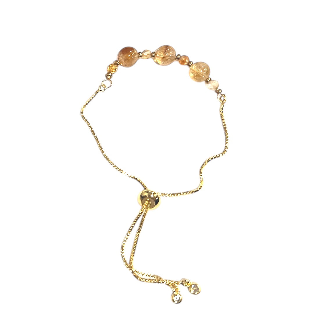 Pulsera Ajustable Citrino Africano 8mm/4mm ~ Energía Positiva 24cm - El Baúl de Mamá
