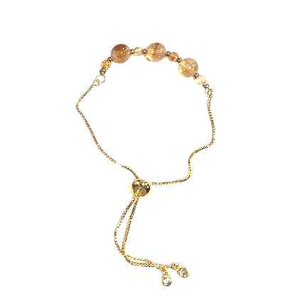 Pulsera Ajustable Citrino Africano 8mm/4mm ~ Energía Positiva 24cm - El Baúl de Mamá