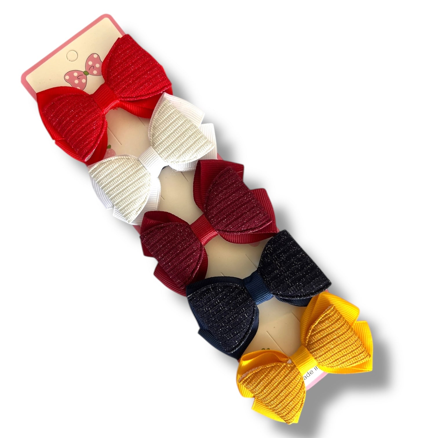 Set 5 Ganchos Elegantes para Niña con Lazo Doble de 8cm - Firmeza Ideal - El Baúl de Mamá