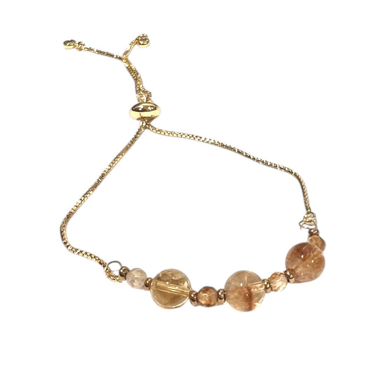 Pulsera Ajustable Citrino Africano 8mm/4mm ~ Energía Positiva 24cm - El Baúl de Mamá