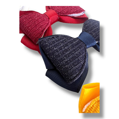 Set 5 Ganchos Elegantes para Niña con Lazo Doble de 8cm - Firmeza Ideal - El Baúl de Mamá