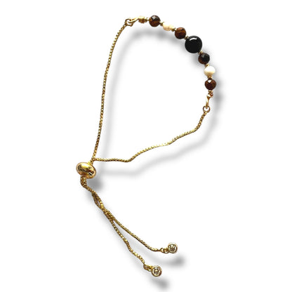 Pulsera Escudo de Energía: Turmalina, Perla y Ojo de Tigre