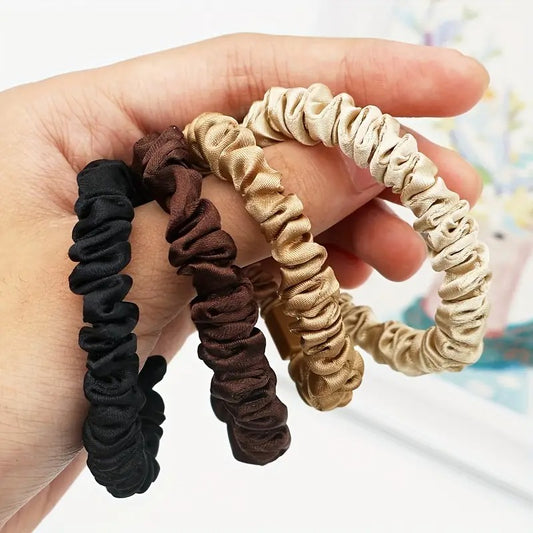 Conjunto 4 Scrunchies Seda - Elásticos Suaves Antiquiebre