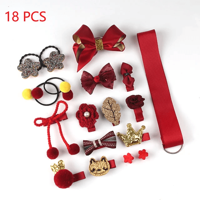 Set 18 Ganchos Para Bebé y Niñas Rojo Caja Corazon - El Baúl de Mamá