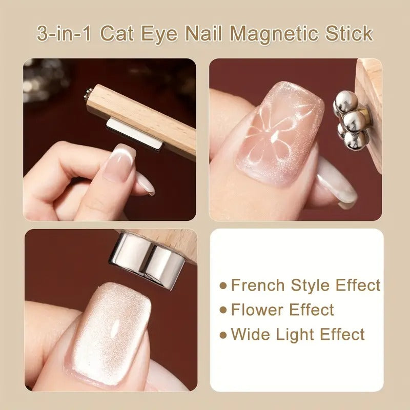 Imán 3 en 1 para Efecto Ojo de Gato y Flor en Uñas de Gel - El Baúl de Mamá