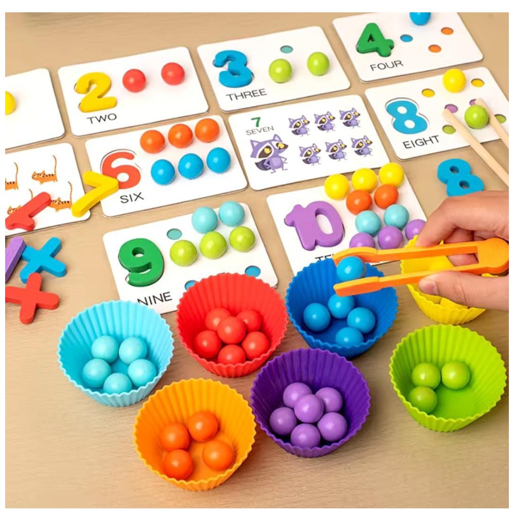 Juego didáctico de números y bolitas - El Baúl de Mamá