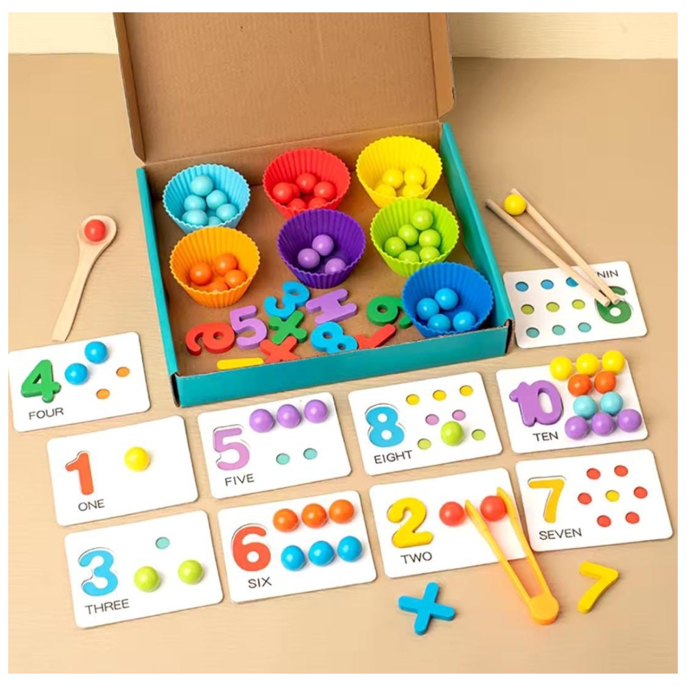 Juego didáctico de números y bolitas - El Baúl de Mamá