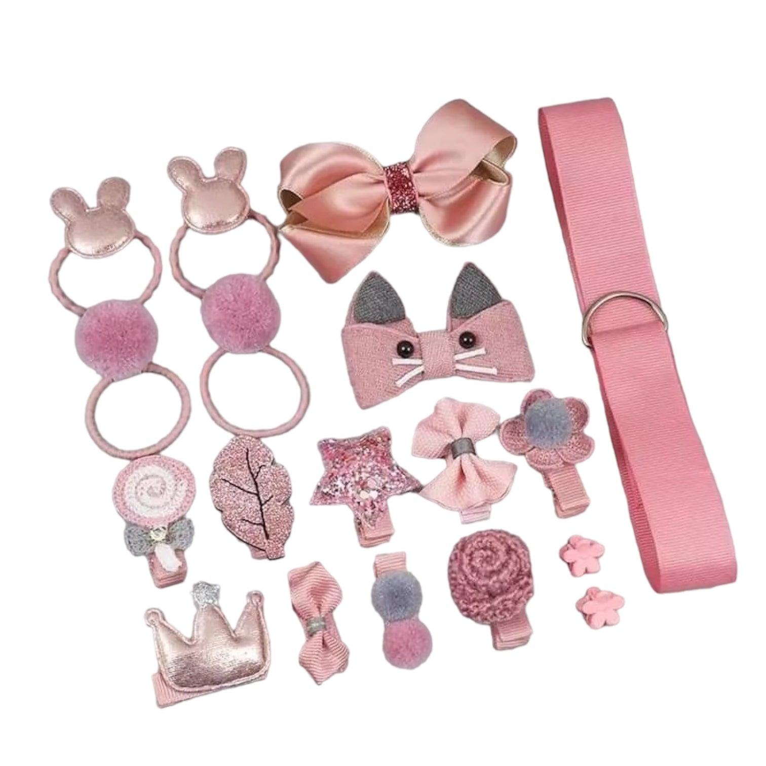 Set 18 Ganchos Para Bebé y niñas Palo Rosa Caja Corazon - El Baúl de Mamá