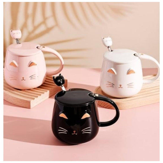 Tazas De Gatito con tapa y cucharita - El Baúl de Mamá